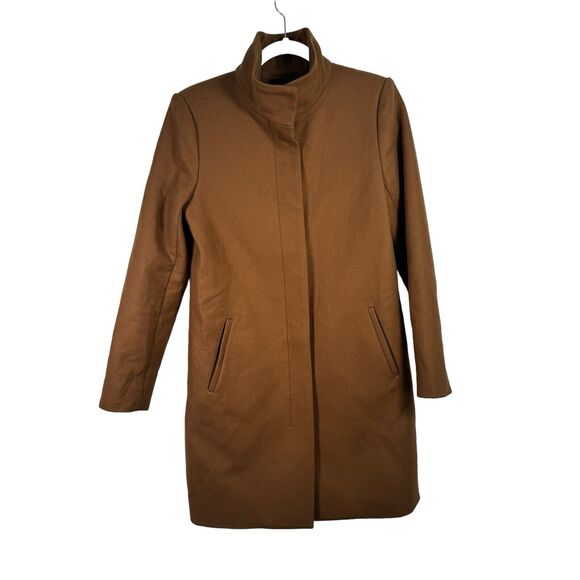 Theory Layti Camal Tan Wool Cashmere Pea Coat Career Capsole Womens Size Small - Picture 1 of 8